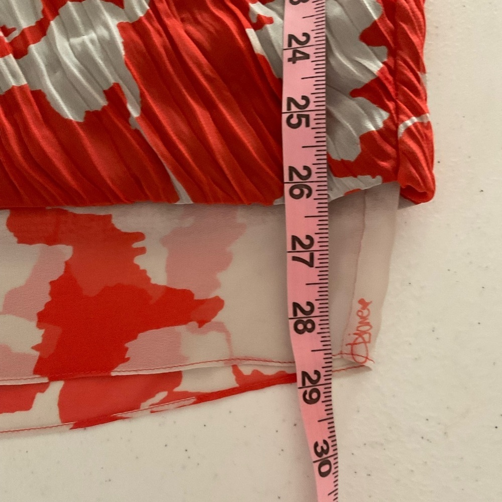 Diane Von Furstenberg “Akeelah” Dress Mini Red-Orange/Black Floral Ruched Size 6 - Picture 7 of 14